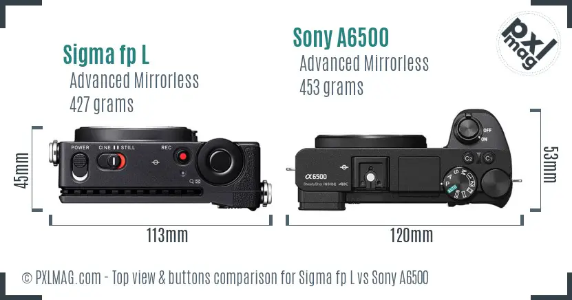 Sigma fp L vs Sony A6500 top view buttons comparison