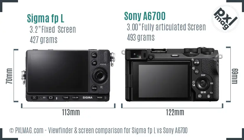 Sigma fp L vs Sony A6700 Screen and Viewfinder comparison