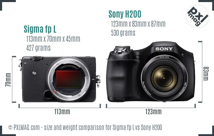 Sigma fp L vs Sony H200 size comparison