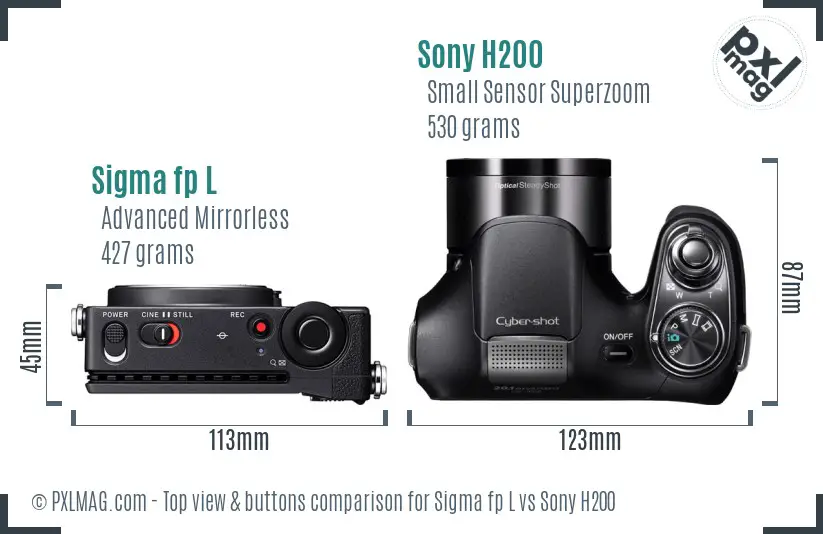 Sigma fp L vs Sony H200 top view buttons comparison