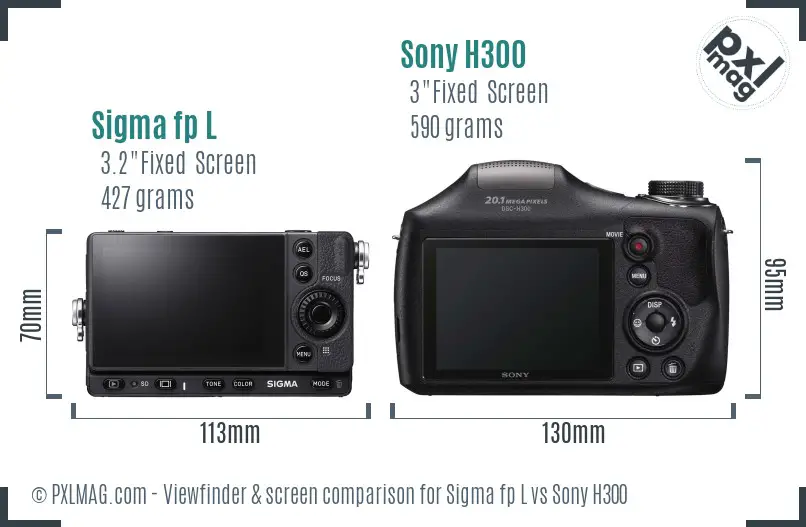 Sigma fp L vs Sony H300 Screen and Viewfinder comparison