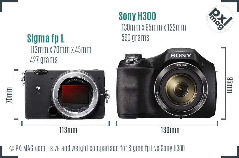 Sigma fp L vs Sony H300 size comparison