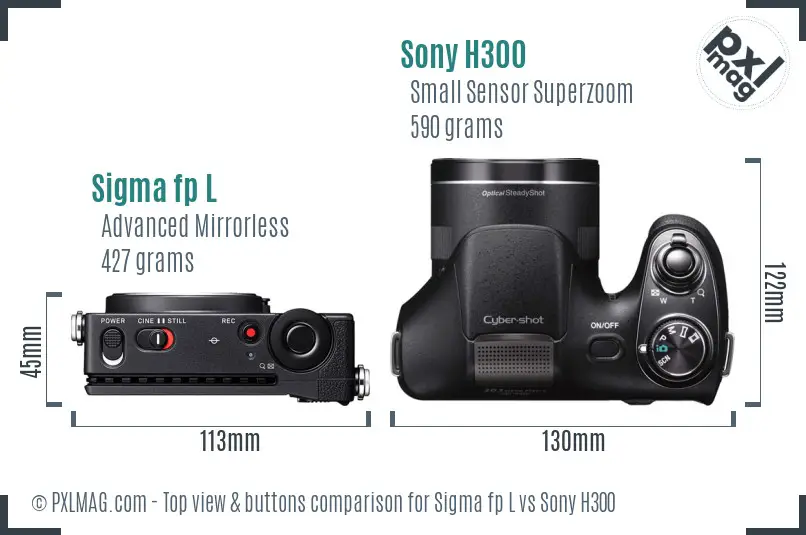 Sigma fp L vs Sony H300 top view buttons comparison