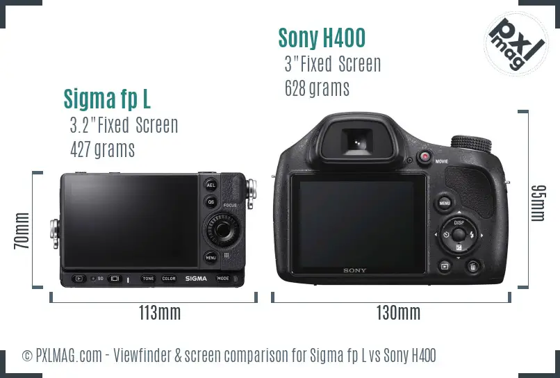 Sigma fp L vs Sony H400 Screen and Viewfinder comparison