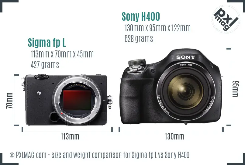Sigma fp L vs Sony H400 size comparison