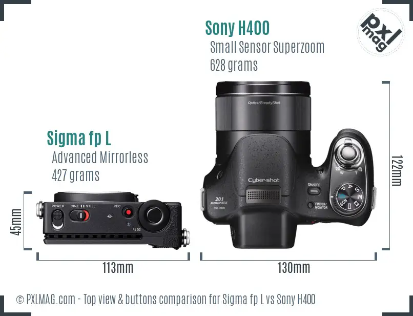 Sigma fp L vs Sony H400 top view buttons comparison