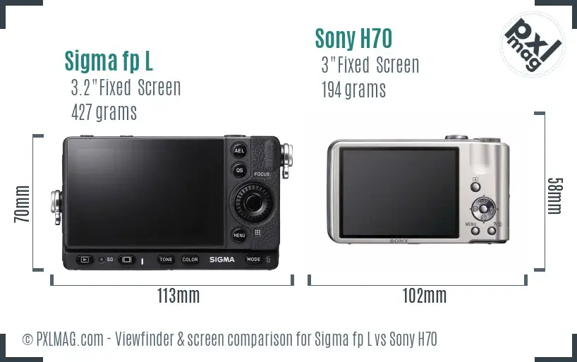Sigma fp L vs Sony H70 Screen and Viewfinder comparison