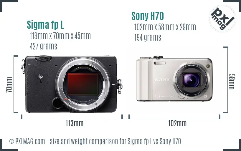 Sigma fp L vs Sony H70 size comparison