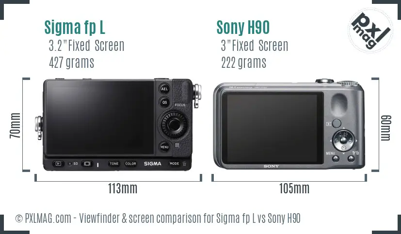 Sigma fp L vs Sony H90 Screen and Viewfinder comparison