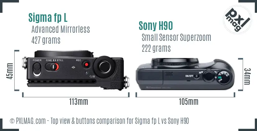 Sigma fp L vs Sony H90 top view buttons comparison