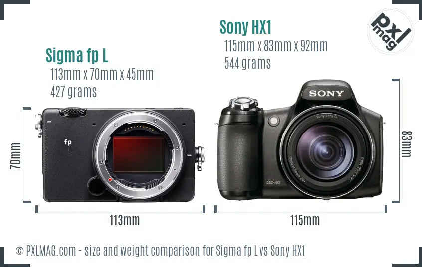 Sigma fp L vs Sony HX1 size comparison