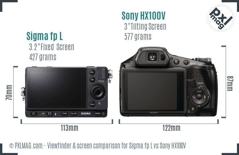 Sigma fp L vs Sony HX100V Screen and Viewfinder comparison