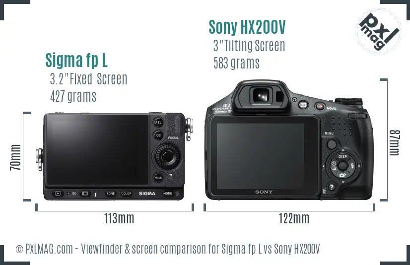 Sigma fp L vs Sony HX200V Screen and Viewfinder comparison Sigma fp L vs Sony HX200V Screen and Viewfinder comparison