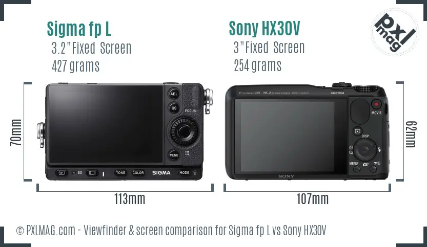 Sigma fp L vs Sony HX30V Screen and Viewfinder comparison