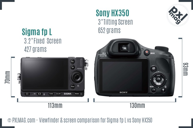 Sigma fp L vs Sony HX350 Screen and Viewfinder comparison