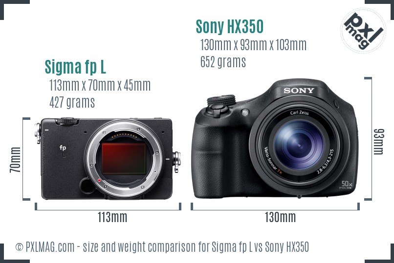 Sigma fp L vs Sony HX350 size comparison