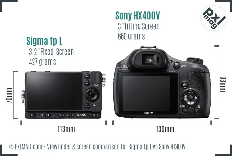 Sigma fp L vs Sony HX400V Screen and Viewfinder comparison Sigma fp L vs Sony HX400V Screen and Viewfinder comparison