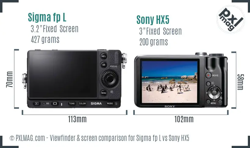 Sigma fp L vs Sony HX5 Screen and Viewfinder comparison