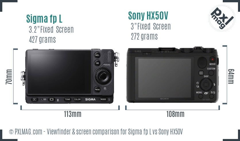 Sigma fp L vs Sony HX50V Screen and Viewfinder comparison