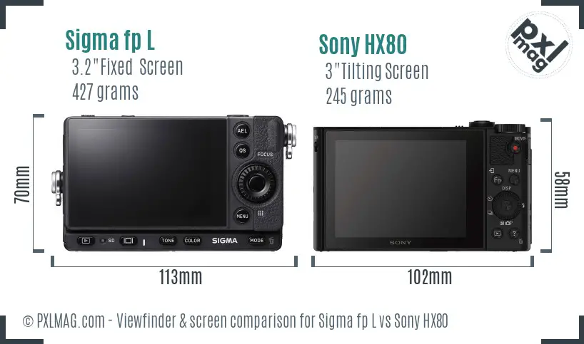 Sigma fp L vs Sony HX80 Screen and Viewfinder comparison