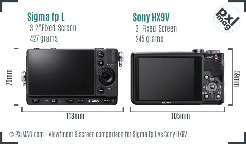 Sigma fp L vs Sony HX9V Screen and Viewfinder comparison