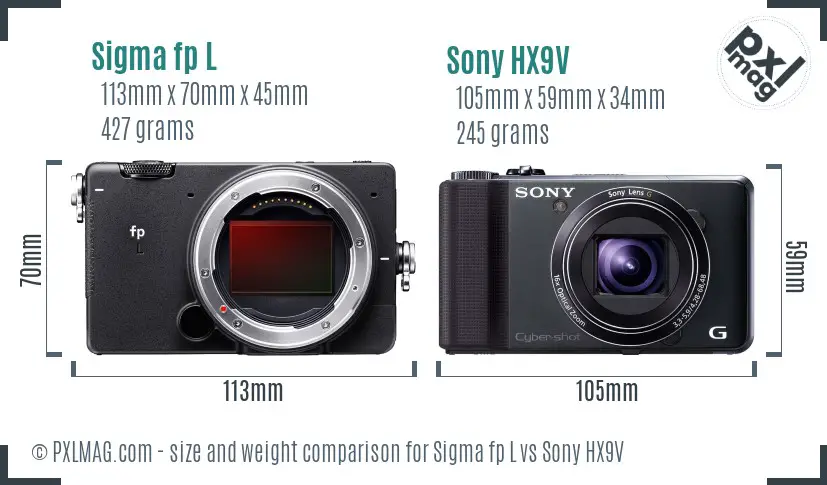 Sigma fp L vs Sony HX9V size comparison