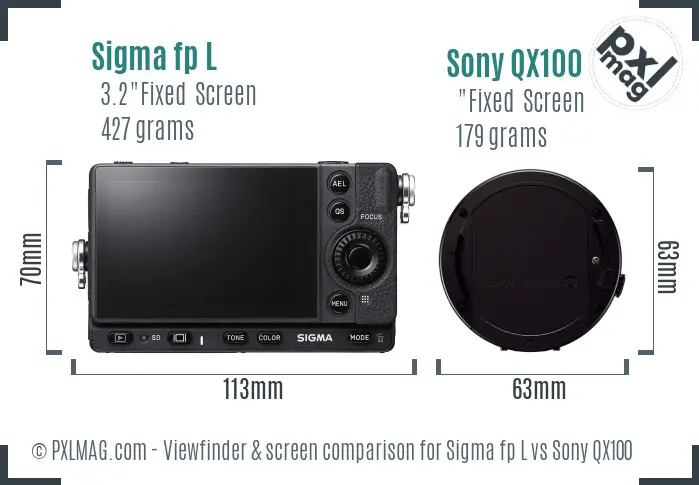 Sigma fp L vs Sony QX100 Screen and Viewfinder comparison