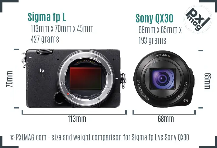 Sigma fp L vs Sony QX30 size comparison Sigma fp L vs Sony QX30 size comparison