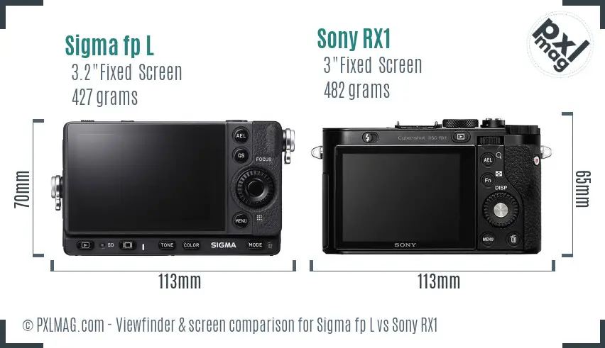 Sigma fp L vs Sony RX1 Screen and Viewfinder comparison