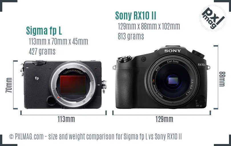 Sigma fp L vs Sony RX10 II size comparison