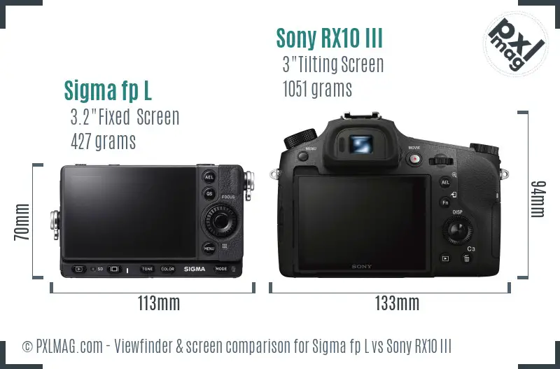 Sigma fp L vs Sony RX10 III Screen and Viewfinder comparison