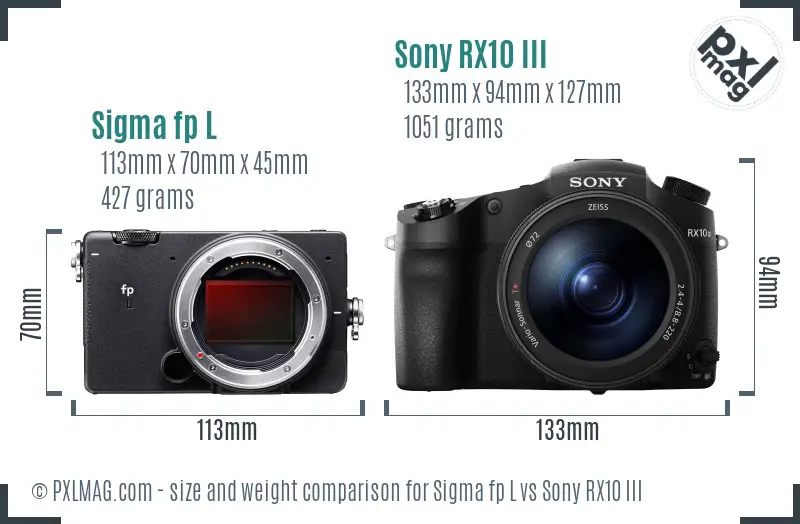 Sigma fp L vs Sony RX10 III size comparison