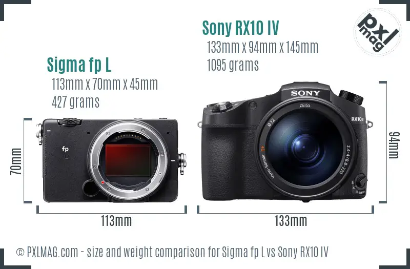 Sigma fp L vs Sony RX10 IV size comparison