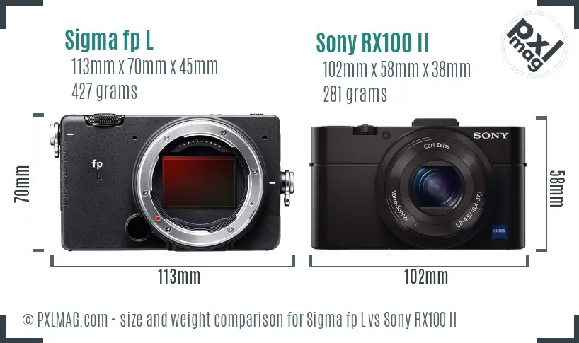 Sigma fp L vs Sony RX100 II size comparison