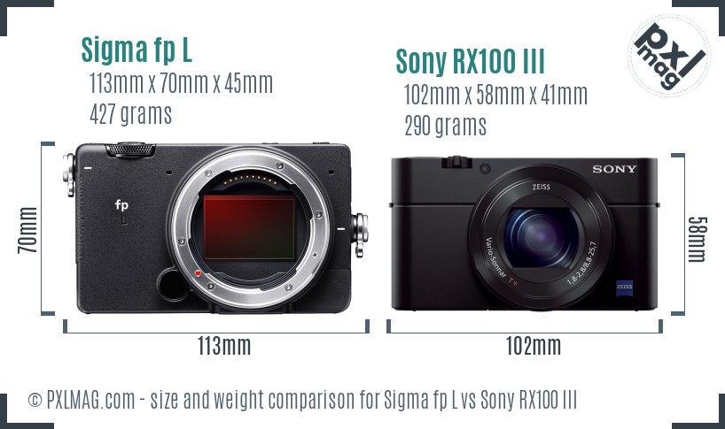 Sigma fp L vs Sony RX100 III size comparison Sigma fp L vs Sony RX100 III size comparison