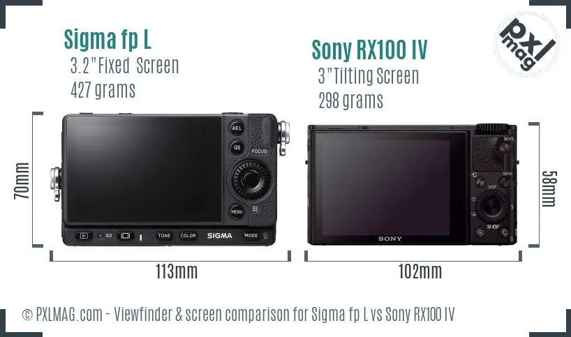 Sigma fp L vs Sony RX100 IV Screen and Viewfinder comparison