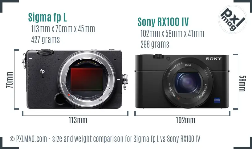 Sigma fp L vs Sony RX100 IV size comparison