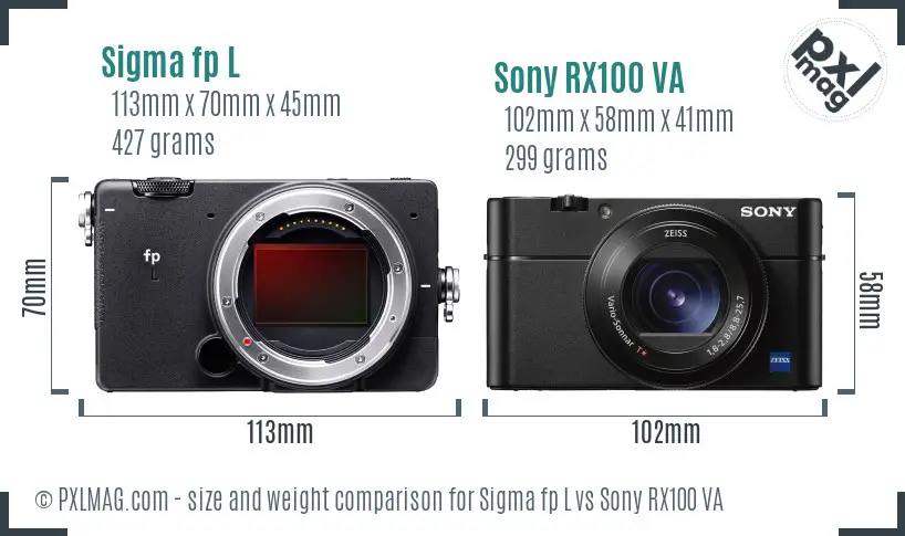 Sigma fp L vs Sony RX100 VA size comparison