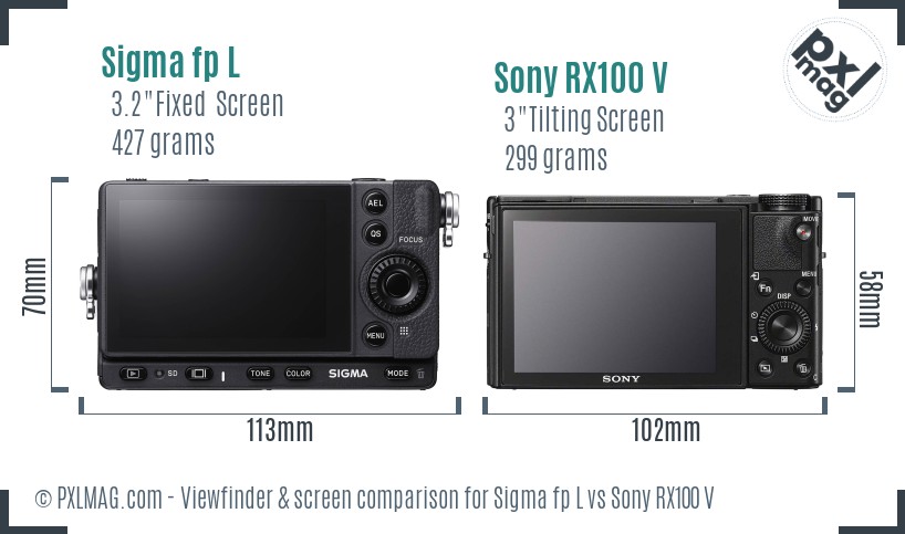 Sigma fp L vs Sony RX100 V Screen and Viewfinder comparison