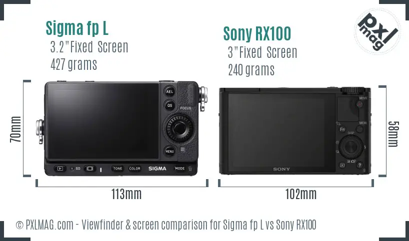 Sigma fp L vs Sony RX100 Screen and Viewfinder comparison