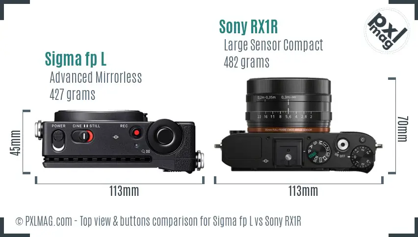 Sigma fp L vs Sony RX1R top view buttons comparison