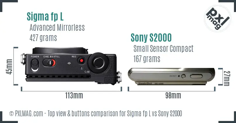 Sigma fp L vs Sony S2000 top view buttons comparison