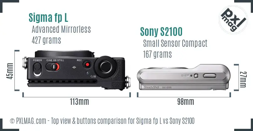 Sigma fp L vs Sony S2100 top view buttons comparison