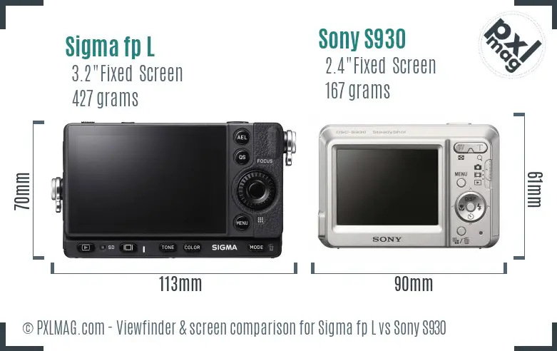Sigma fp L vs Sony S930 Screen and Viewfinder comparison