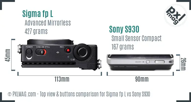 Sigma fp L vs Sony S930 top view buttons comparison