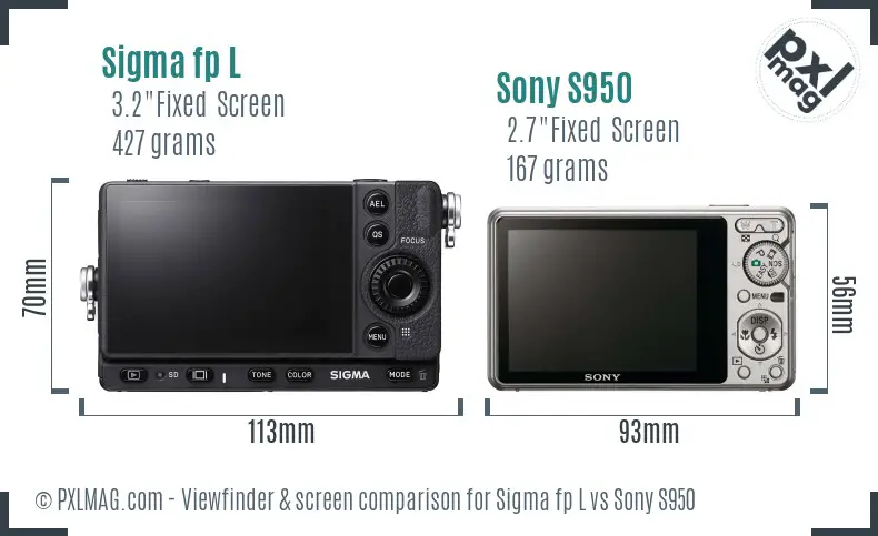 Sigma fp L vs Sony S950 Screen and Viewfinder comparison