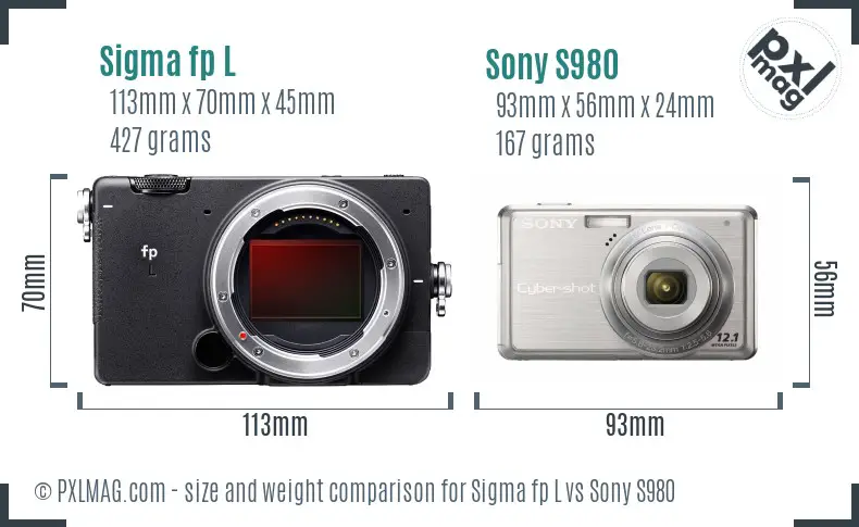Sigma fp L vs Sony S980 size comparison