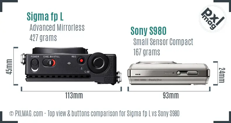 Sigma fp L vs Sony S980 top view buttons comparison