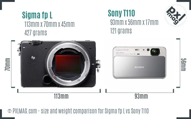 Sigma fp L vs Sony T110 size comparison