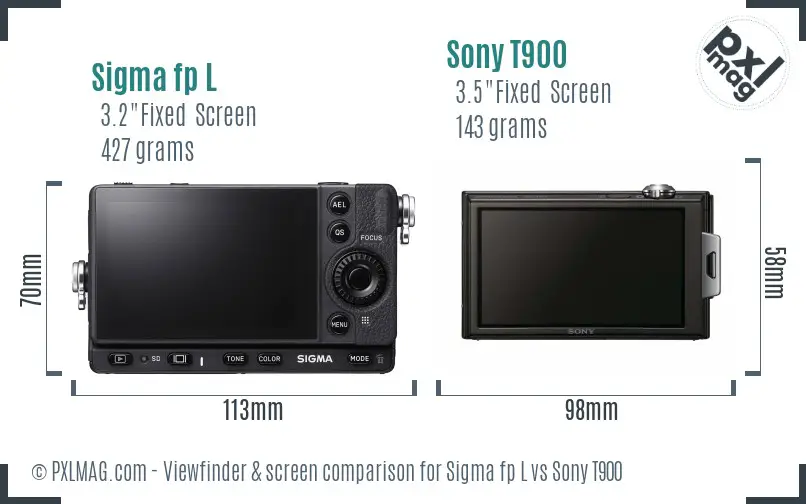 Sigma fp L vs Sony T900 Screen and Viewfinder comparison